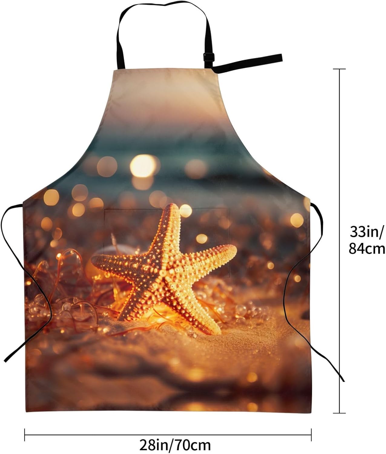 starfishj print Waterproof apron with pocket adjustable cooking apron for adult kitchen bibs to bake