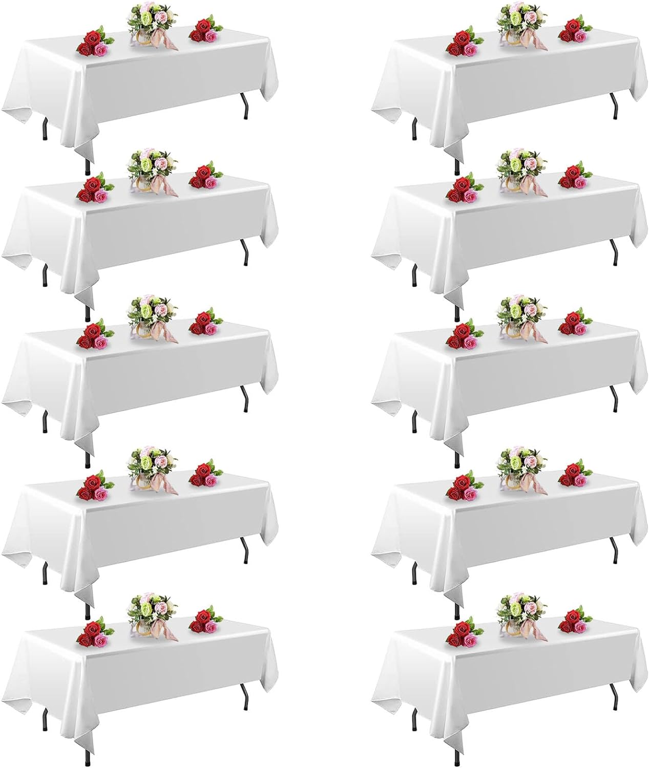 10 Pack White Table Cloth Rectangle Table 60 x 102 Inch Tablecloths fo