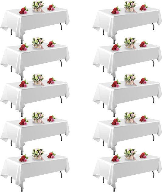 10 Pack White Table Cloth Rectangle Table 60 x 102 Inch Tablecloths fo