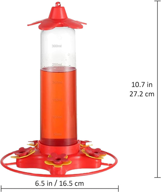 [Patent #1060866S] Hummingbird Feeder 12 oz, 5 Feeding Ports Plastic Humming Feeders for Outdoors Hanging, Upgraded Anti-Fall Hook, Ant Moat, Leak-Proof, Easy to Clean (2 Pack)