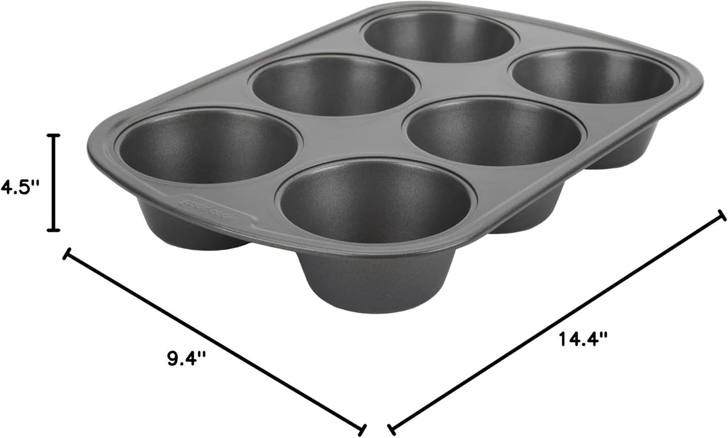 GoodCook Everyday Nonstick Steel Jumbo Texas Muffin Pan, 6-cup, Gray
