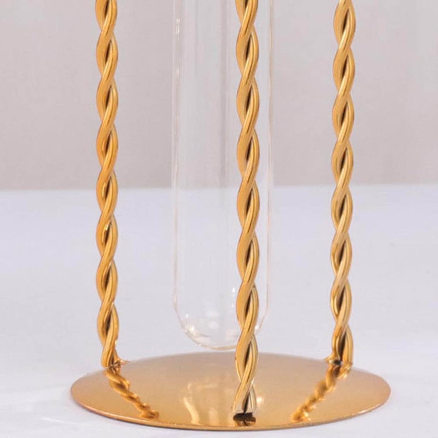 Nordic Style Exquisite Workmanship Test Tube Bottle Hydroponic Plant Vase with Metal Base for Desktop Bedroom Decoration