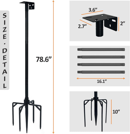78 Inch Birds House Poles Mount Kit Pole Adjustable Heavy Duty Stand with Strong Base,Suitable for Various Types Bird House（NOT Included Bird House）