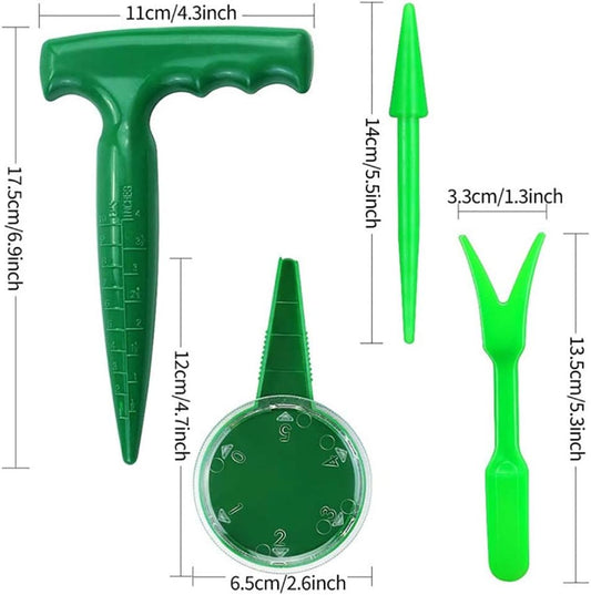 4 Pack Adjustable Hand Hold Sowing Seeds Dispenser, Seedlings Dibber a