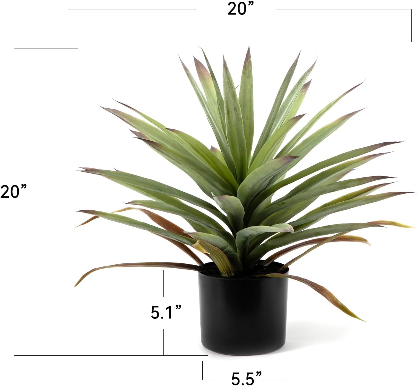 Saki Décor Artificial Agave Plant in Pot, Lifelike Faux Agave Bonsai for Indoor and Outdoor Home Décor (20 Inch)