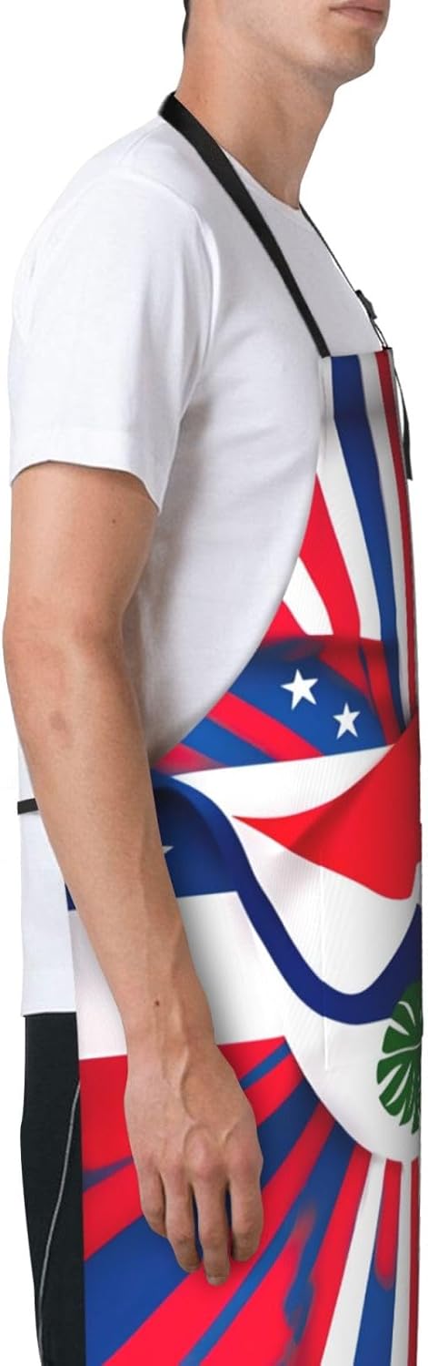 Costa Rica Flag print Waterproof chef's apron with pocket apron for kitchen cooking baking barbecue and gardening