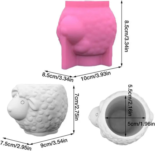 Sheep Shape Concrete Flower Pot Silicone Mold Animal Succulent Planter Pot Vase Mold Pen Holder Epoxy Resin Cement Clay Mould