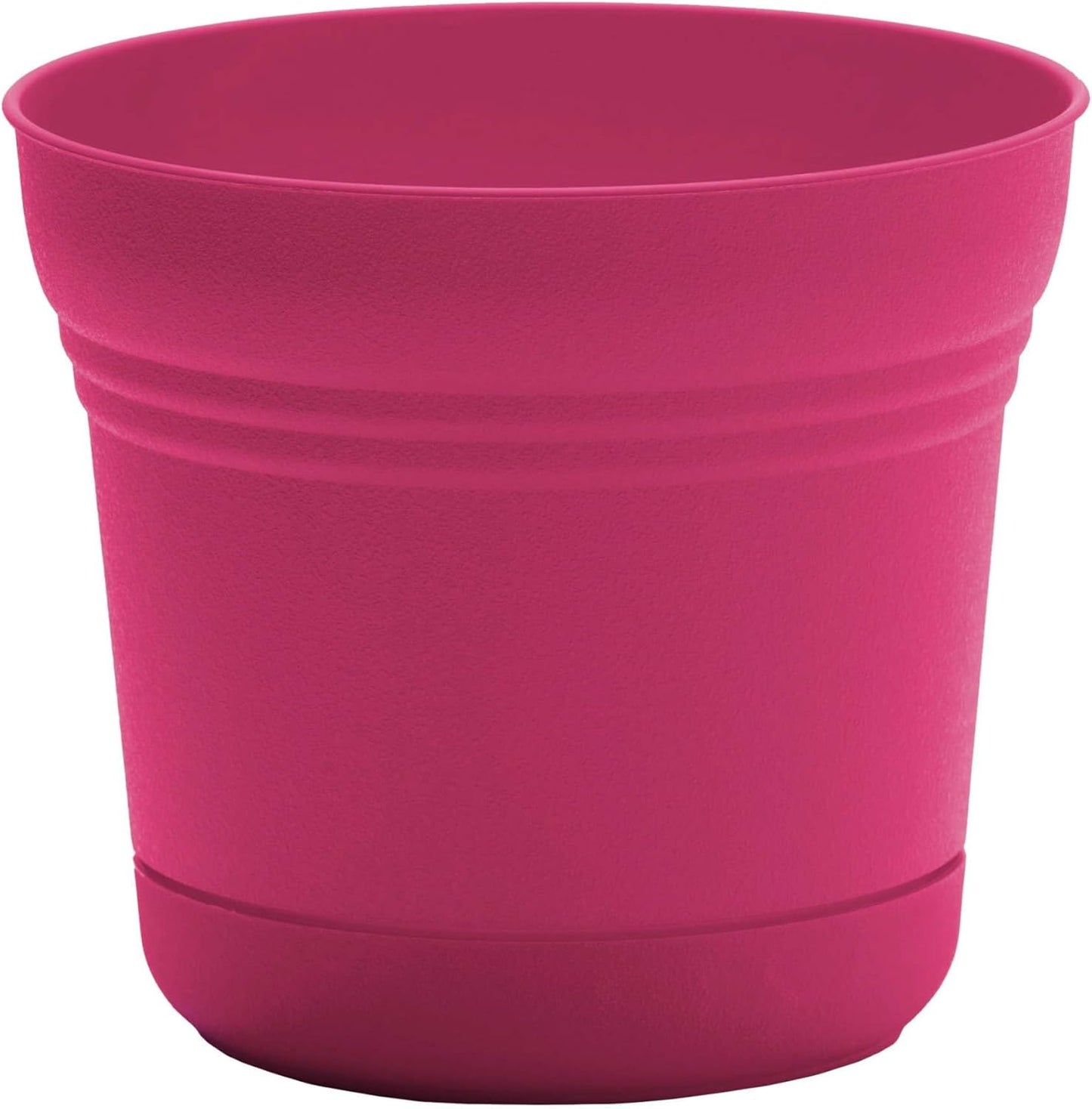 Bloem Saturn 7" Fuchsia Round Resin Planter Pot with Snap-in Saucer fo