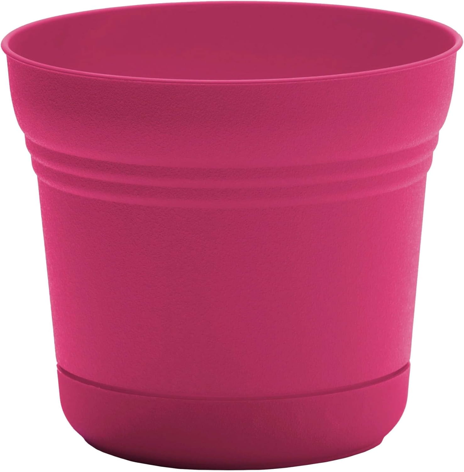 Bloem Saturn 7" Fuchsia Round Resin Planter Pot with Snap-in Saucer fo