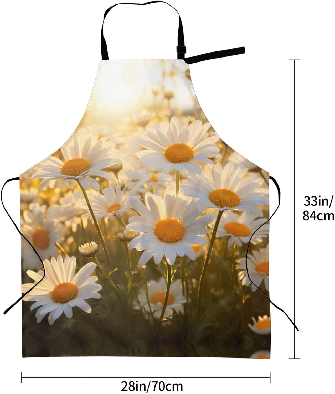 Daisy Flower print Waterproof apron with pocket adjustable cooking apron for adult kitchen bibs to bake