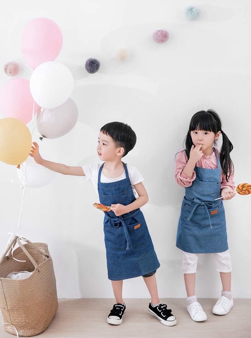 Denim Matching Apron for Kids and Adults, Children Age 4-7 9-12, Cooki