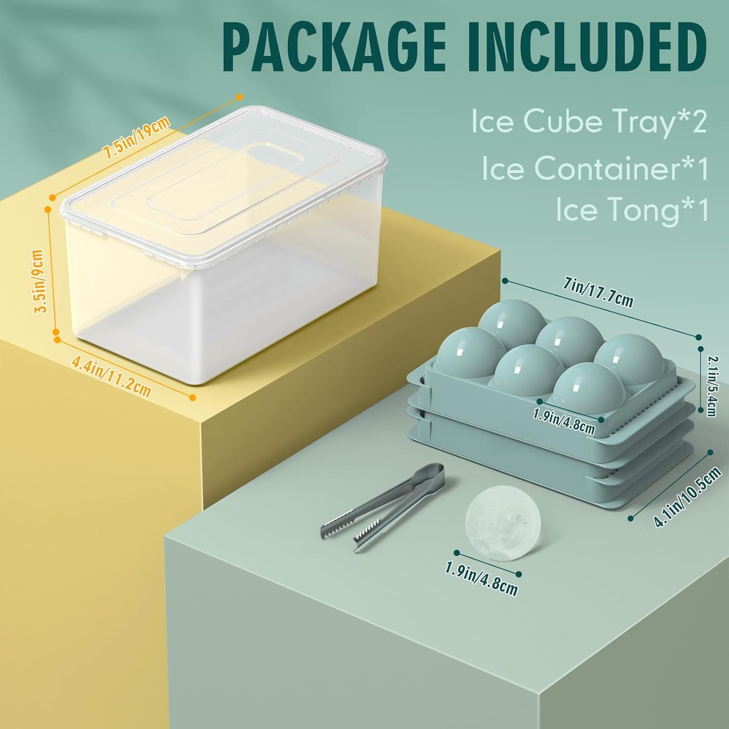 WIBIMEN Large Ice Cube Molds, Big Round Whiskey Ice Cube Trays for Fre