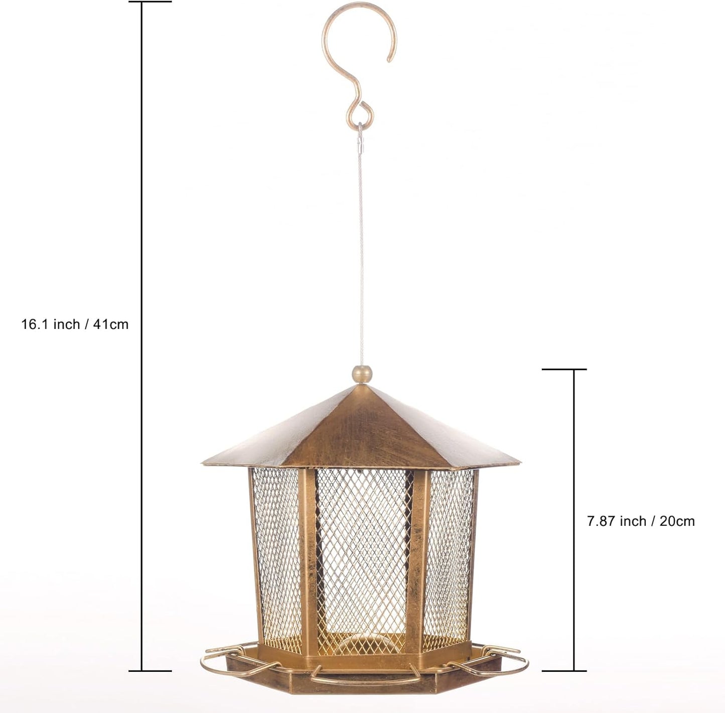 Bird Feeder for Outdoor, Retro Metal Birdfeeder Outside Hanging, Attracting Wild Birds Chickadees Goldfinches Cardinals Finches and Sparrows (Bronze)