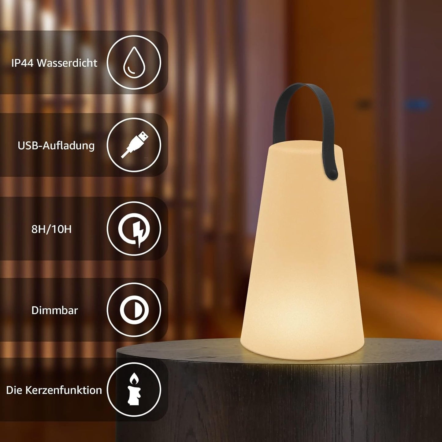 Outdoor Lanterns, GGII Rechargeable Camping Lantern with IP44 Waterproof, Battery Operated Outdoor Portable Cordless Table Lamp with RGB Lights for Patio Balcony Garden (TPU Handle)