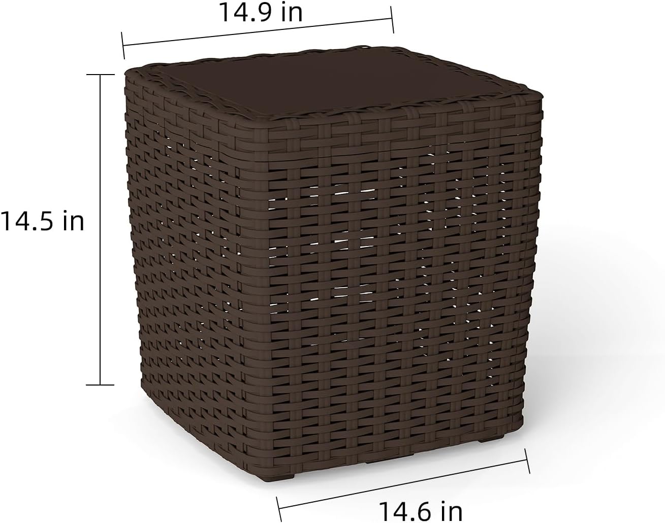14 Gallon Outdoor Storage Box, Faux Rattan Deck Box with Removable Lid & Lockable Feature, All-Weather Waterproof Storage Bench for Poolside, Garden Tools Delivery Packages, Brown