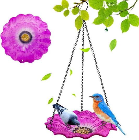 Hanging Tray Bird Feeders for Outside, Flower Shape Bird Feeder Tray, 