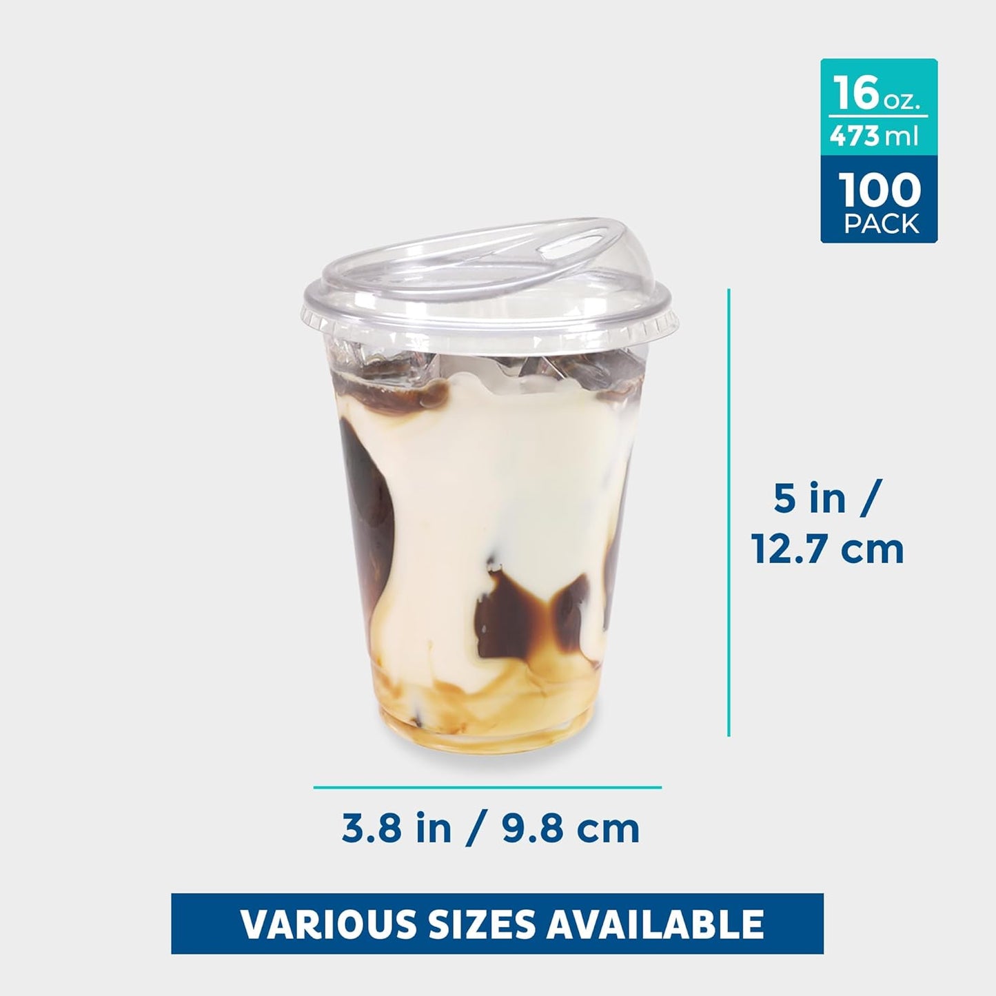 Freshware 16 oz Clear Disposable Plastic Cups with Strawless Sip Lids, 100 Pack Clear Plastic Tumblers, Heavy-duty Party Glasses, Disposable Cup for Thanksgiving, Halloween, Christmas Party