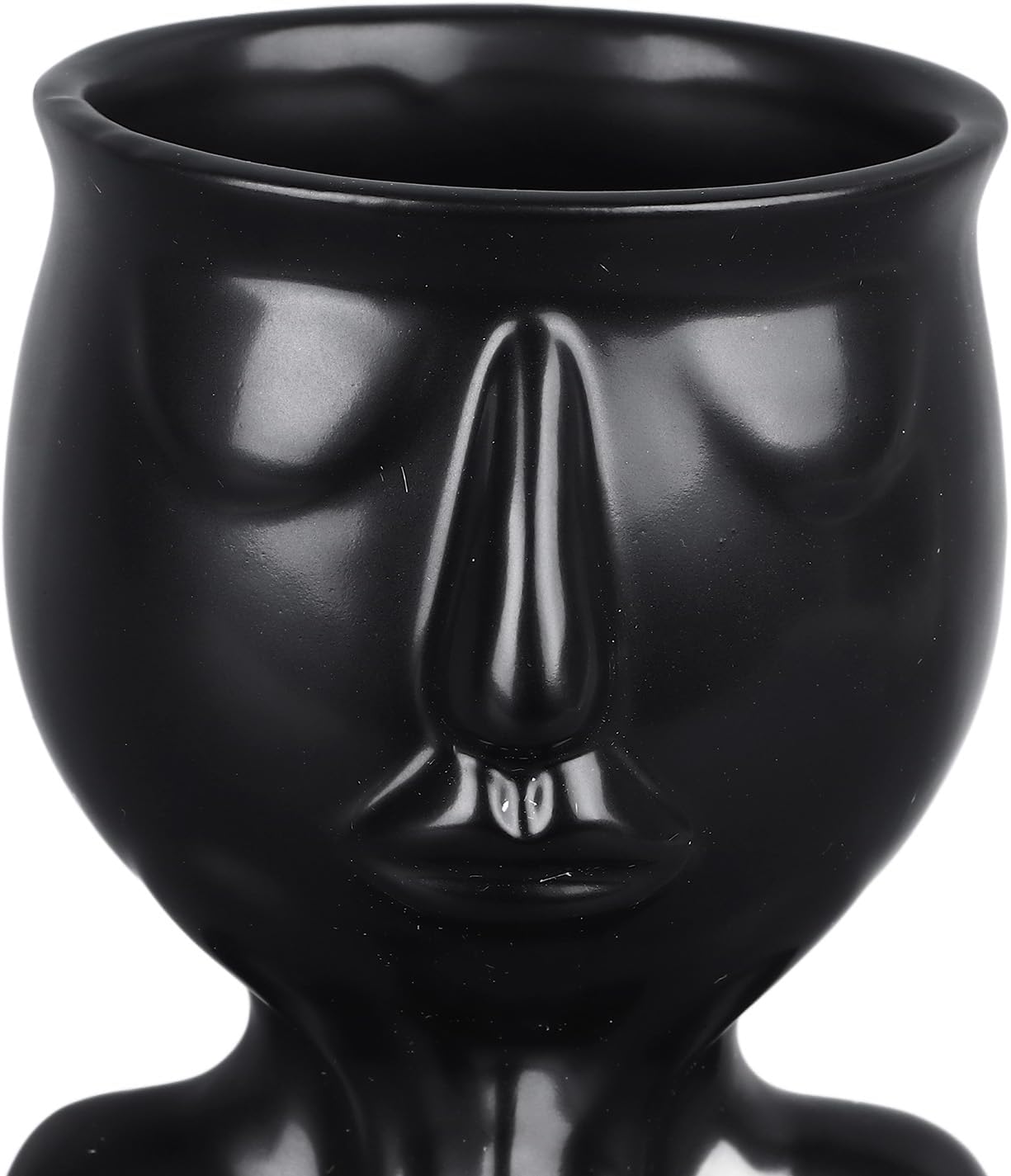 Pilipane Ceramic Face Planter Pot Nordic Style Modern Innovative Face Succulent Planter Pot for Home Office Hotel Desktop Ornaments (Black)