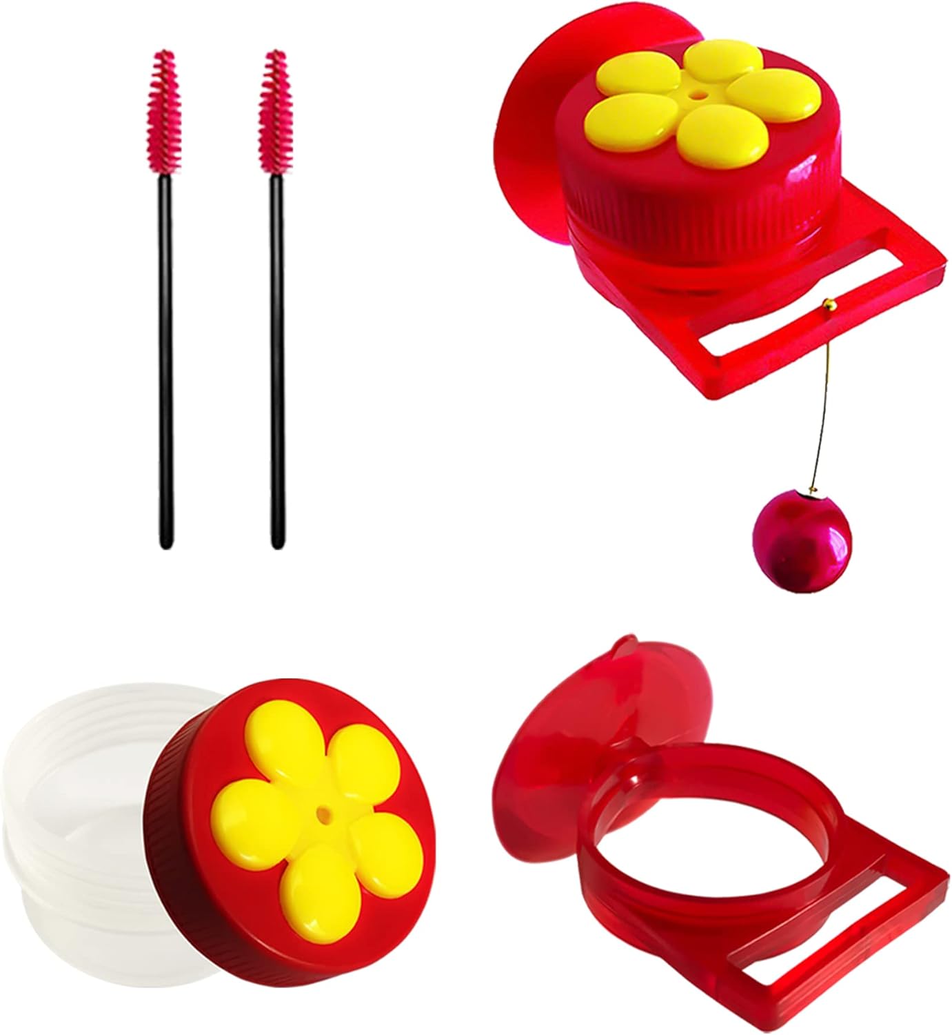 Naomo Handheld Hummingbird Feeders, Hand Feeders Suction Cup with Perches for Outdoors, Multifunctional Kit Includes Cleaning Brush (2 Pack)