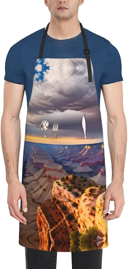 Beauty Grand Canyon 1 print Waterproof chef's apron with pocket apron for kitchen cooking baking barbecue and gardening