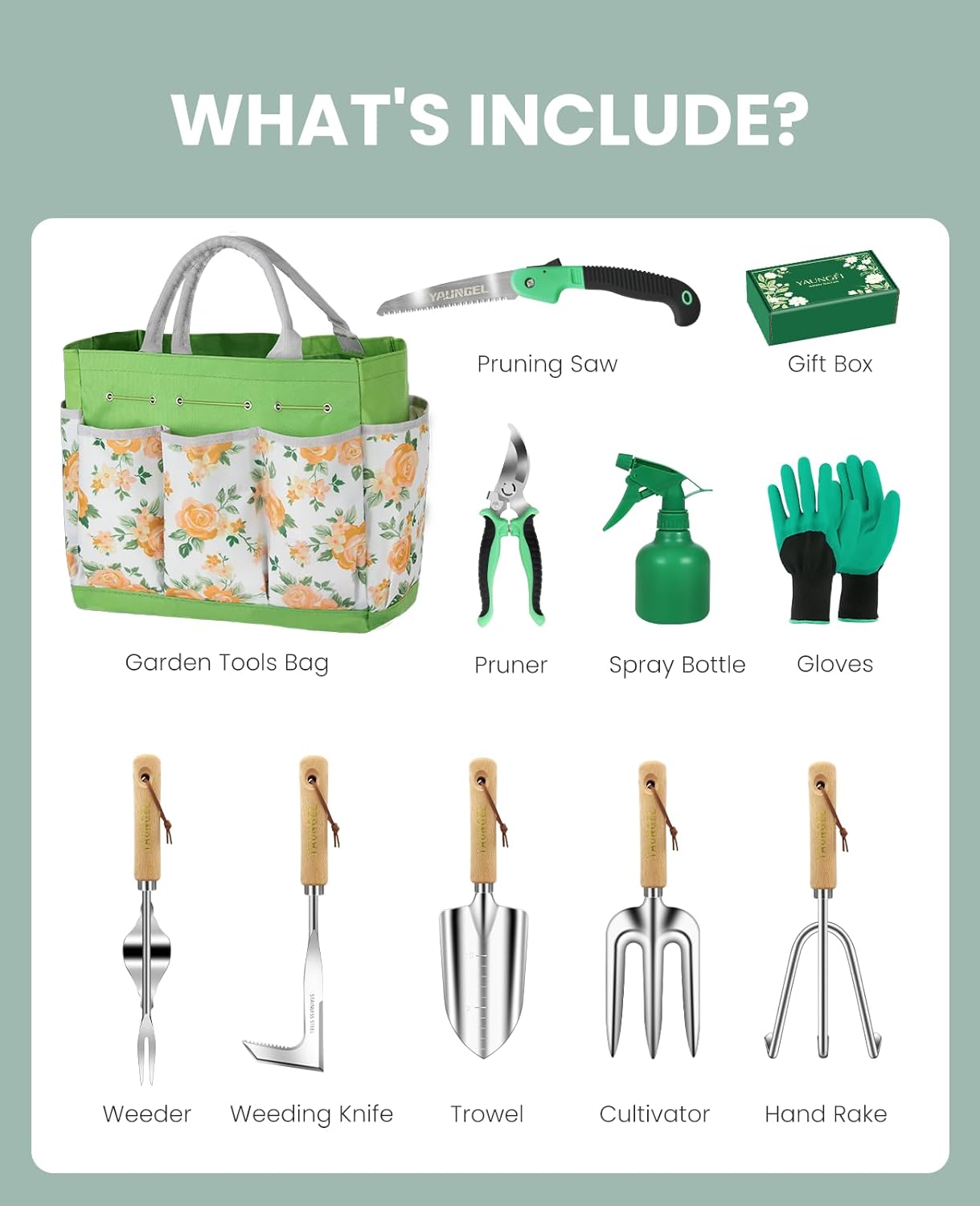 Gardening Tools - 10 Piece Heavy Duty Gardening Hand Tools Stainless S