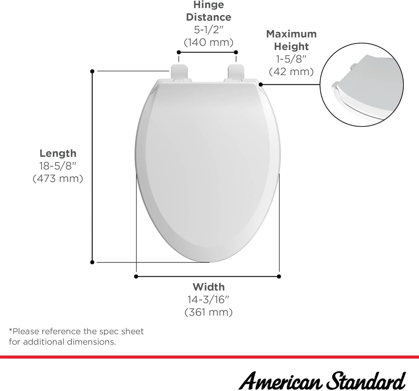 American Standard 5503A00B.020 Transitional Elongated Toilet Seat Soft Close, White