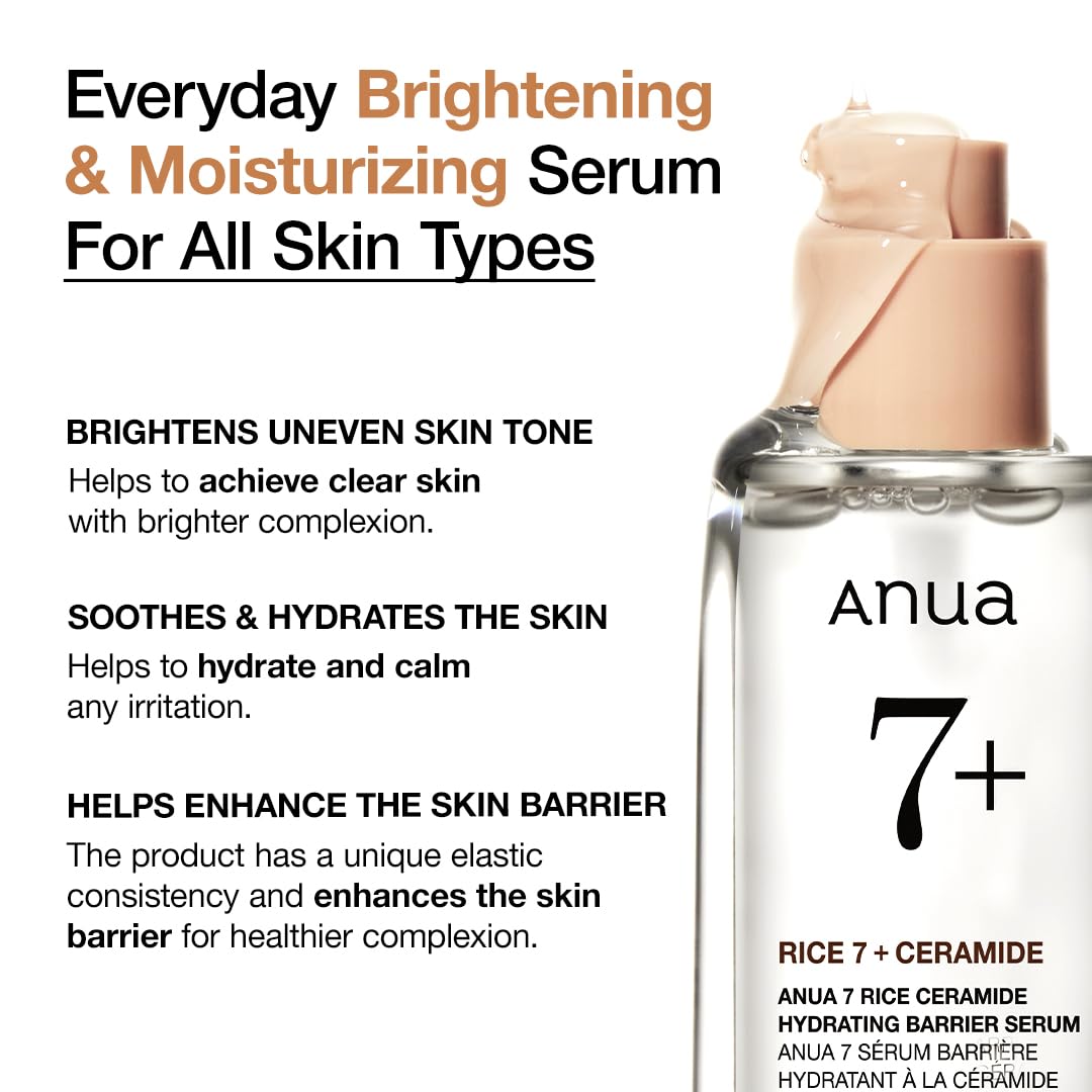 Anua Rice Ceramide 7 Hydrating Barrier Serum, Moisturizing Face Serum,