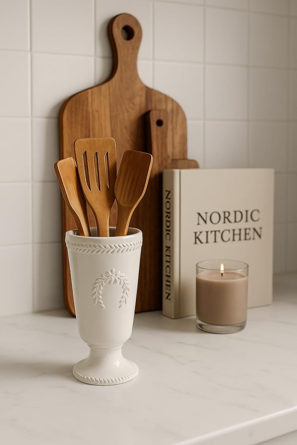White Ceramic Modern and Classic Vase Decorative Urn Planter for Indoo