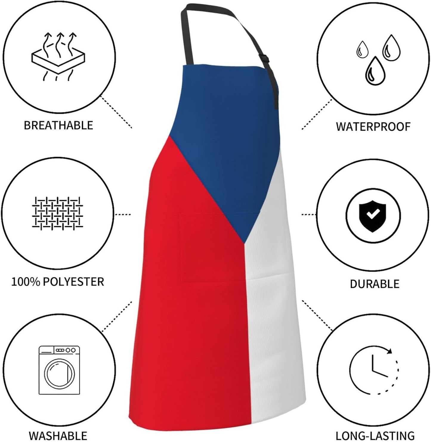 Flag of the Czech Republic print Waterproof chef's apron with pocket a
