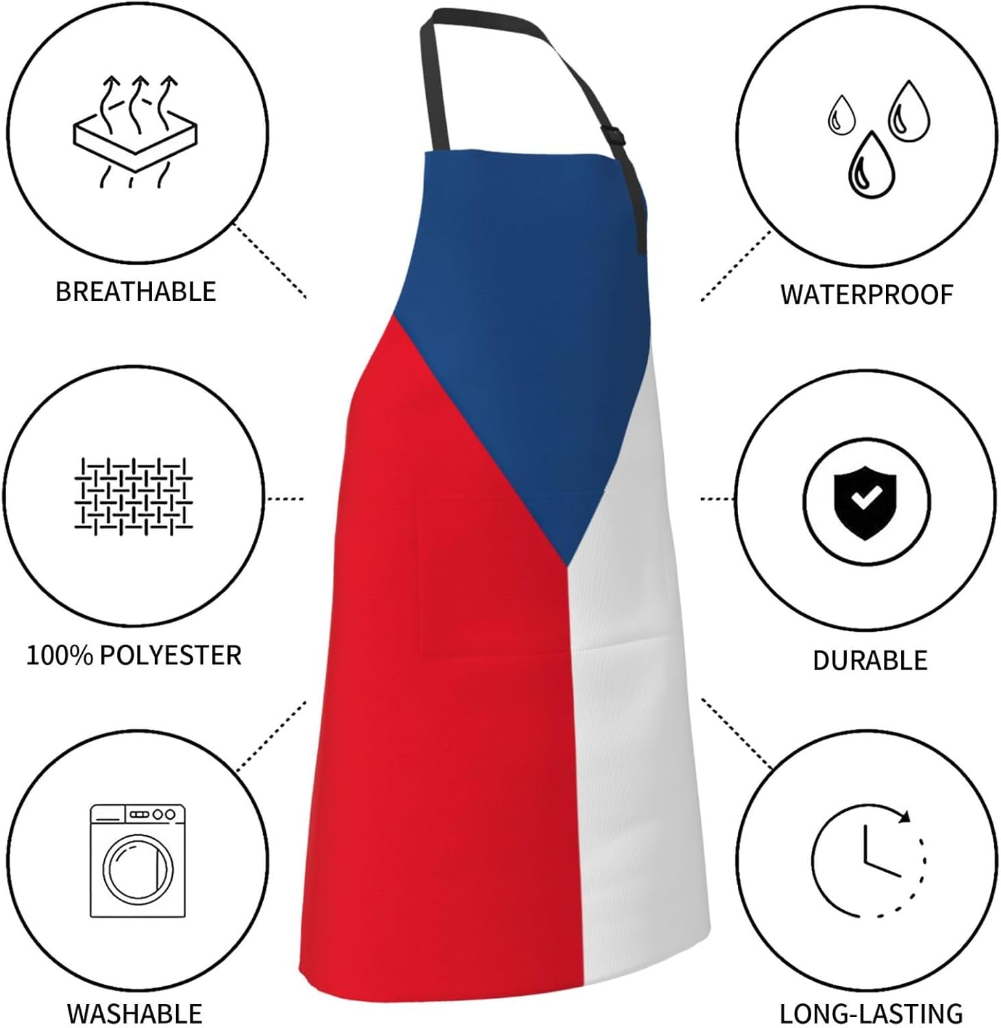 Flag of the Czech Republic print Waterproof chef's apron with pocket a