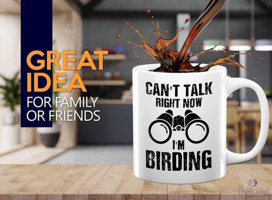 Bird Lover Coffee Mug 11oz White - Can't talk right now - Hummingbird 