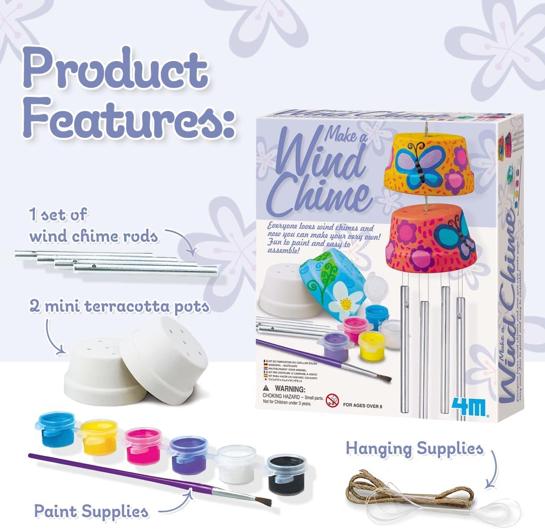 4M Make A Wind Chime Kit - Arts & Crafts Construct & Paint A Wind Powe