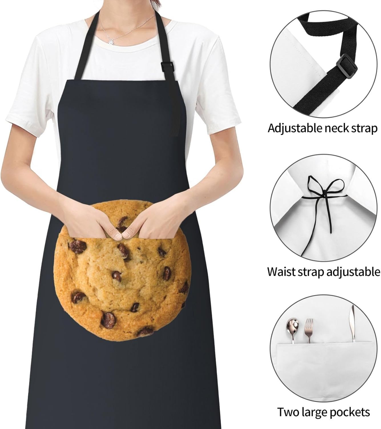 Chocolate Cookie print Waterproof apron with pocket adjustable cooking