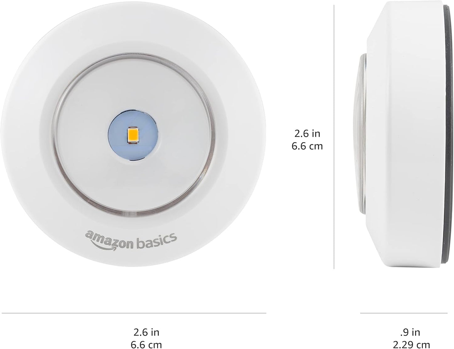 Amazon Basics LED Puck Lights, Battery Operated, 50 Lumens, Under Cabi