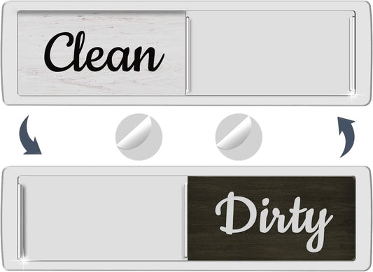 Oxepleus Dishwasher Magnet Clean Dirty Sign, Farmhouse Rustic Wood Design Black and White Non-Scratch/Easy to Read & Slide/Strong Magnetism Kitchen Storage and Decoration Accessories (A-Silver)