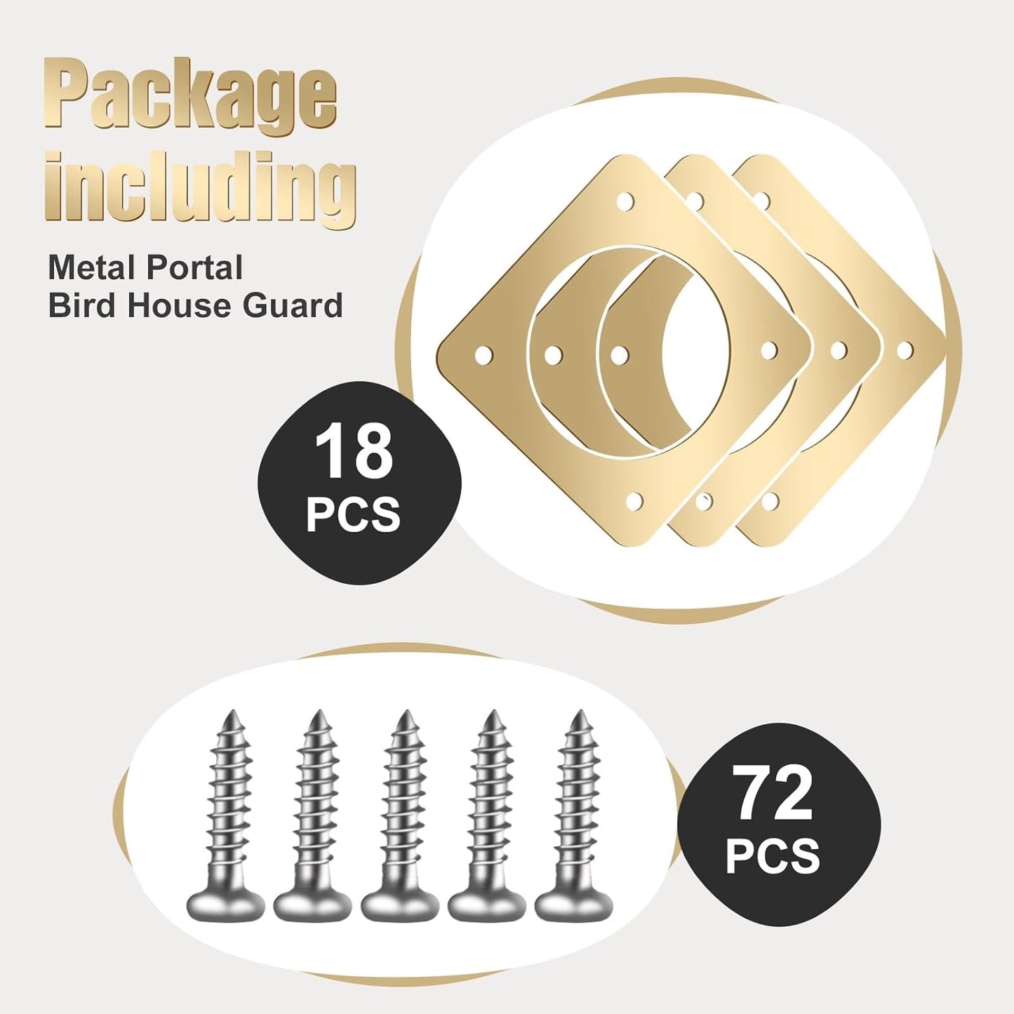 Hotop 18 Pcs 1 1/2'' Opening Metal Bird House Guard Portal Bird House Hole Protector with Copper Opening Protector Guards for Eastern Bluebird Rooms Sparrow Houses