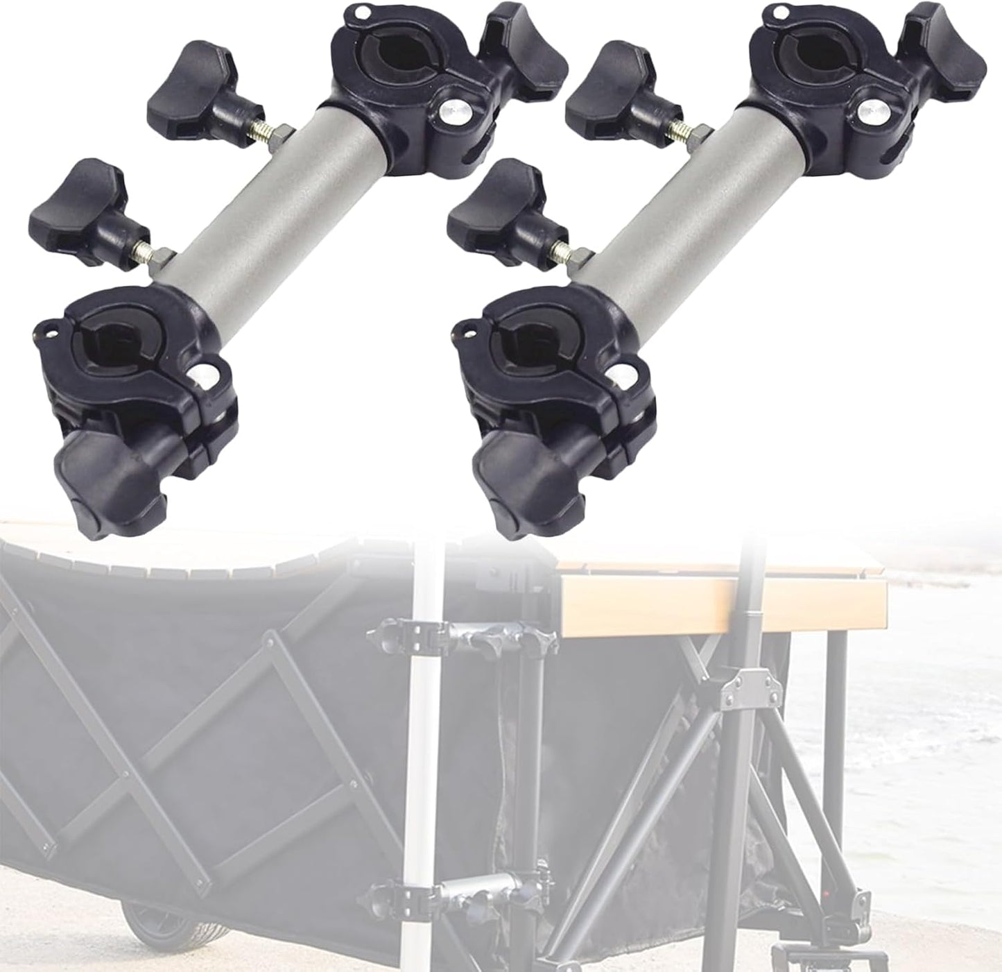 Camping Wagon Cart Umbrella Holder - Garden Push Trolley Umbrella Bracket, Fishing Rod Mount, Versatile Support Accessories, 2 Pcs