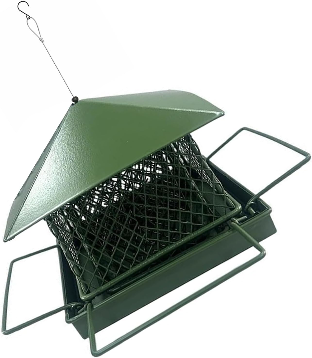 Anti Squirrels Metal Wild Bird Feeder Feeding Stations Wide Roof Protections Dry Large Preservation for Garden Birds Anti Squirrels Weatherproof Metal Bird Feeder