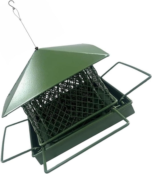 Anti Squirrels Metal Wild Bird Feeder Feeding Stations Wide Roof Protections Dry Large Preservation for Garden Birds Anti Squirrels Weatherproof Metal Bird Feeder