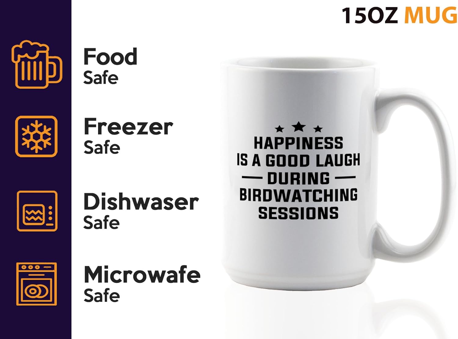 Hobby Coffee Mug 15oz White -Birdwatching Sessions - Bird Feeder Backy