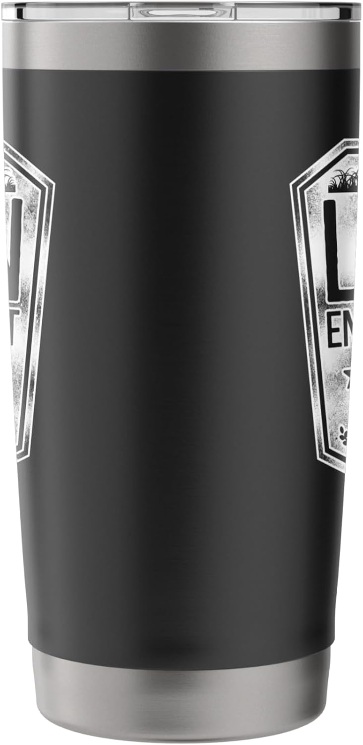 Lawn Mower Mowing Dad Father Landscaper Badge Lawn Stainless Steel Insulated Tumbler