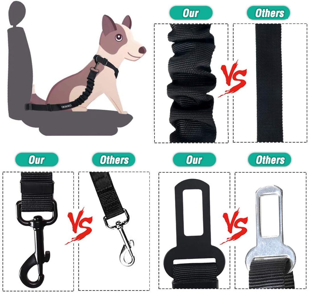 COOYOO Dog Seat Belt, Durability Retractable Dog Car Harness Adjustabl