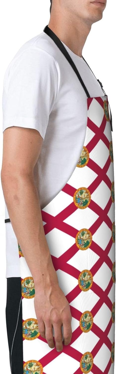 Florida State Flag print Waterproof chef's apron with pocket apron for kitchen cooking baking barbecue and gardening
