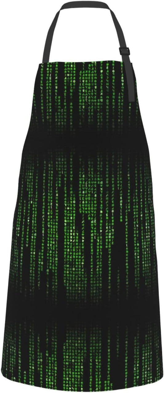 Green Number Binary Print 28x33 In Adult Kitchen Apron with Pockets Ve