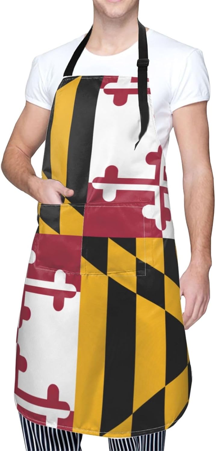 Maryland State Flag print Waterproof chef's apron with pocket apron fo