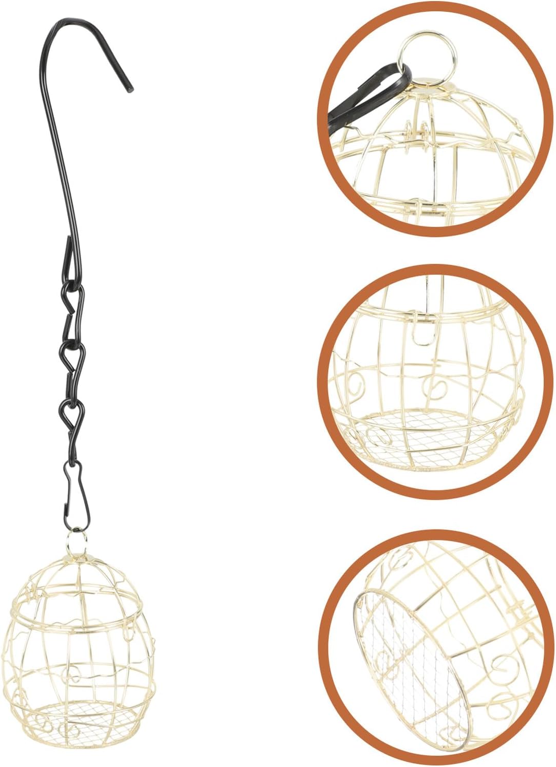 Milisten 2pcs Outdoor Hanging Bird Feeder Cage Metal Wire Small Swing 