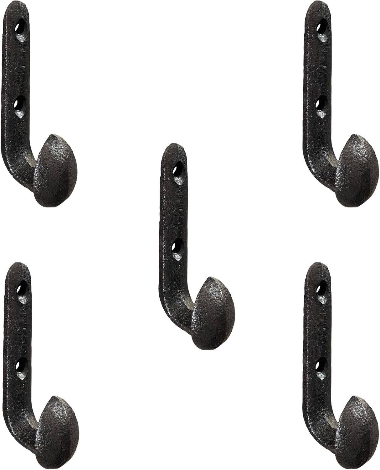 5PC Rustic Cast Iron Wall Mounted Hooks Heavy Duty Vintage Antique Black Railroad Spike Coat Hooks for Towel Bag Hat Bathroom Kitchen Farmhouse Outdoor Home Garden Hanging Tools Planter