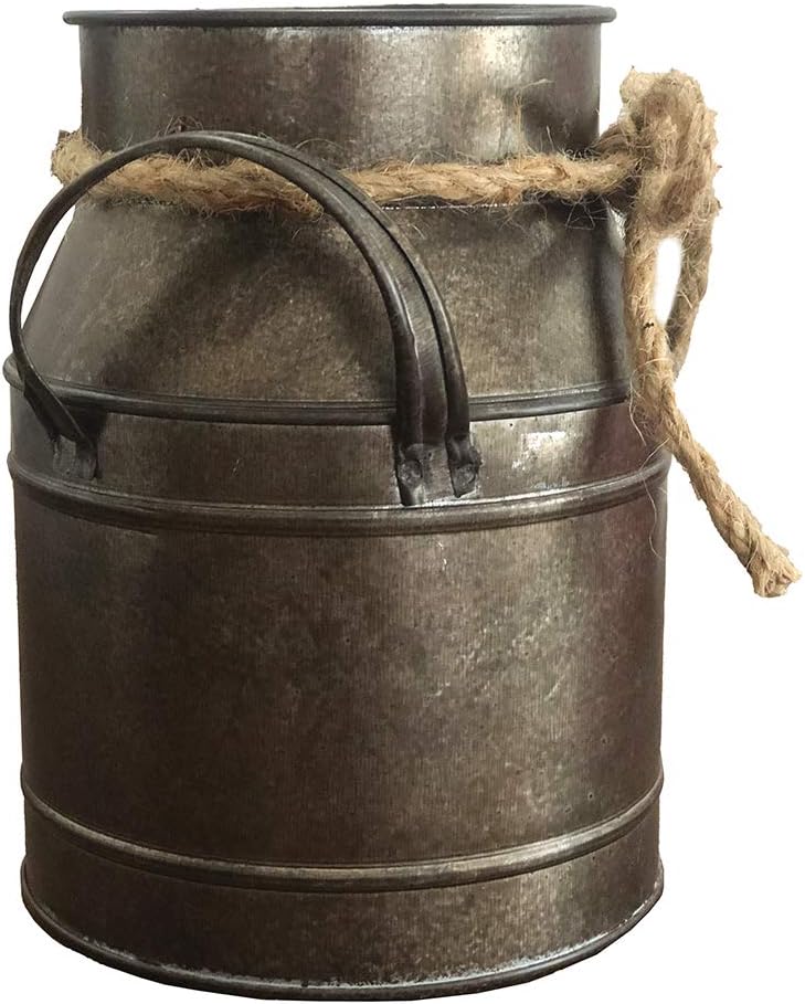 Country Flower Bronze Milk Can Planter Table Vase for Home Decor, Office Decor or Outdoor