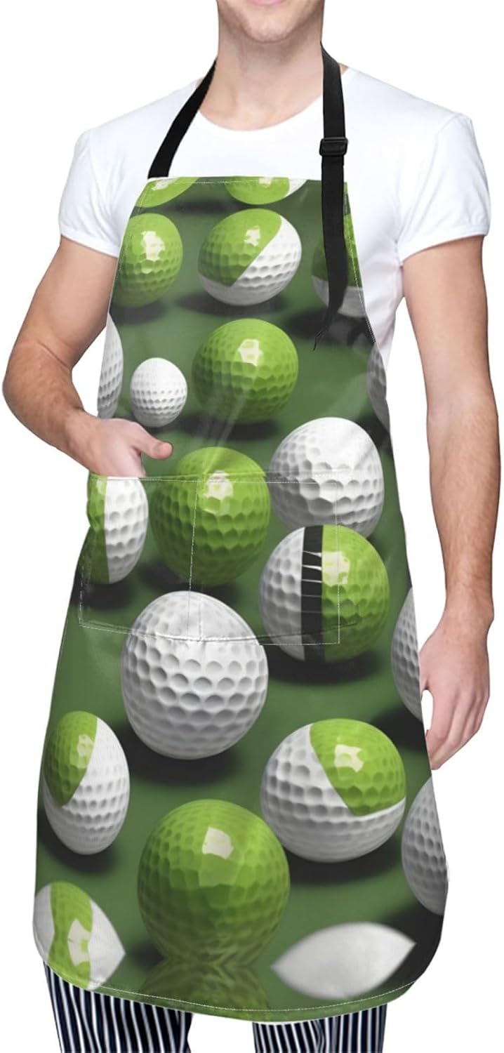 Golf Ball print Waterproof apron with pocket adjustable cooking apron for adult kitchen bibs to bake