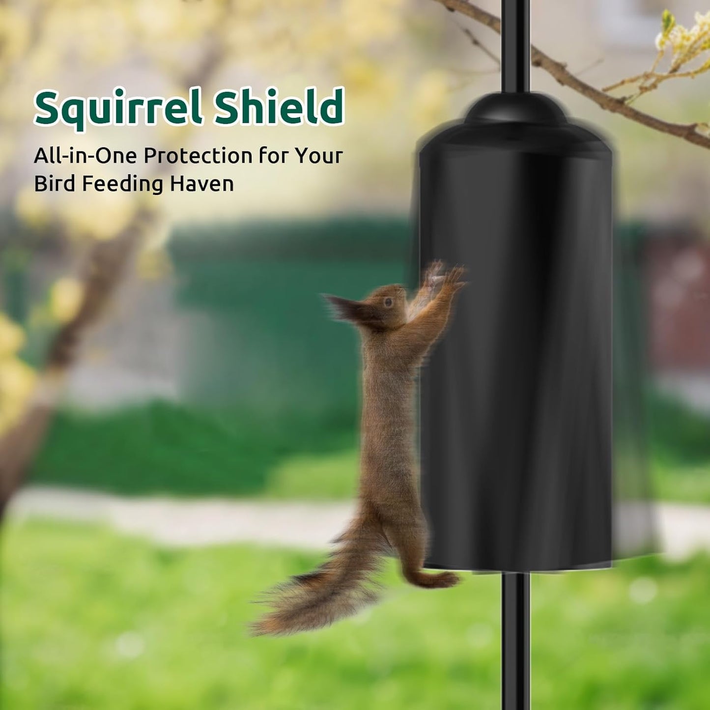 Birdkiss Shepherd Hook Pole for Garden：Adjustable Heavy Duty Outdoor Squirrel Proof Bird Feeder Pole Mount Kit with 5 Prongs Base 90 Inch with 4 Hooks Hanging for Bird Feeder and Birdhouse.